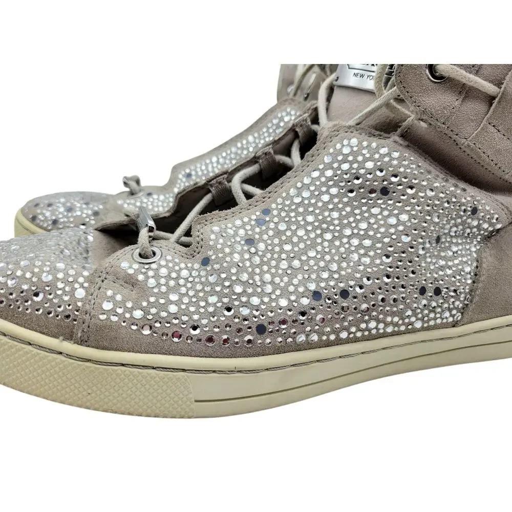 Preloved Coach Penda Nude Suede Jeweled High Top Sneakers Size 11M